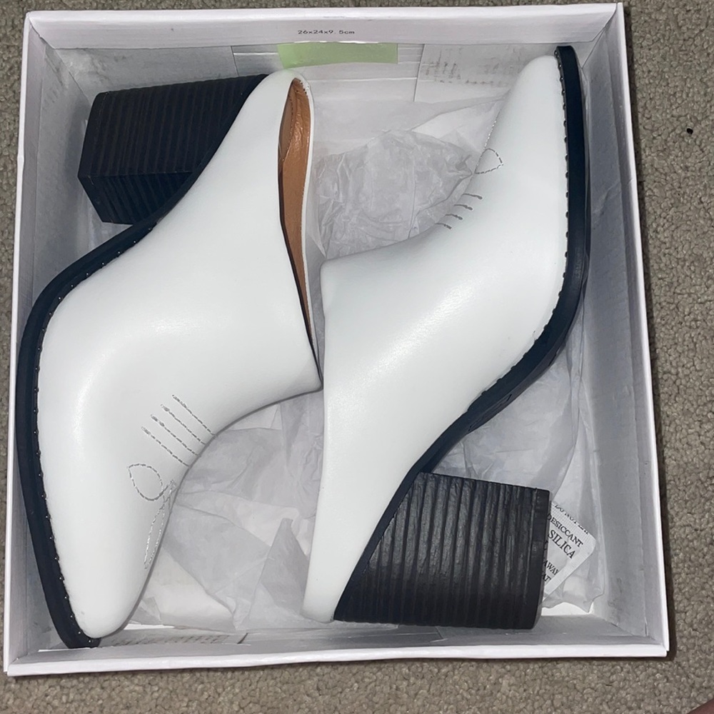 White Leather Heeled Bootie